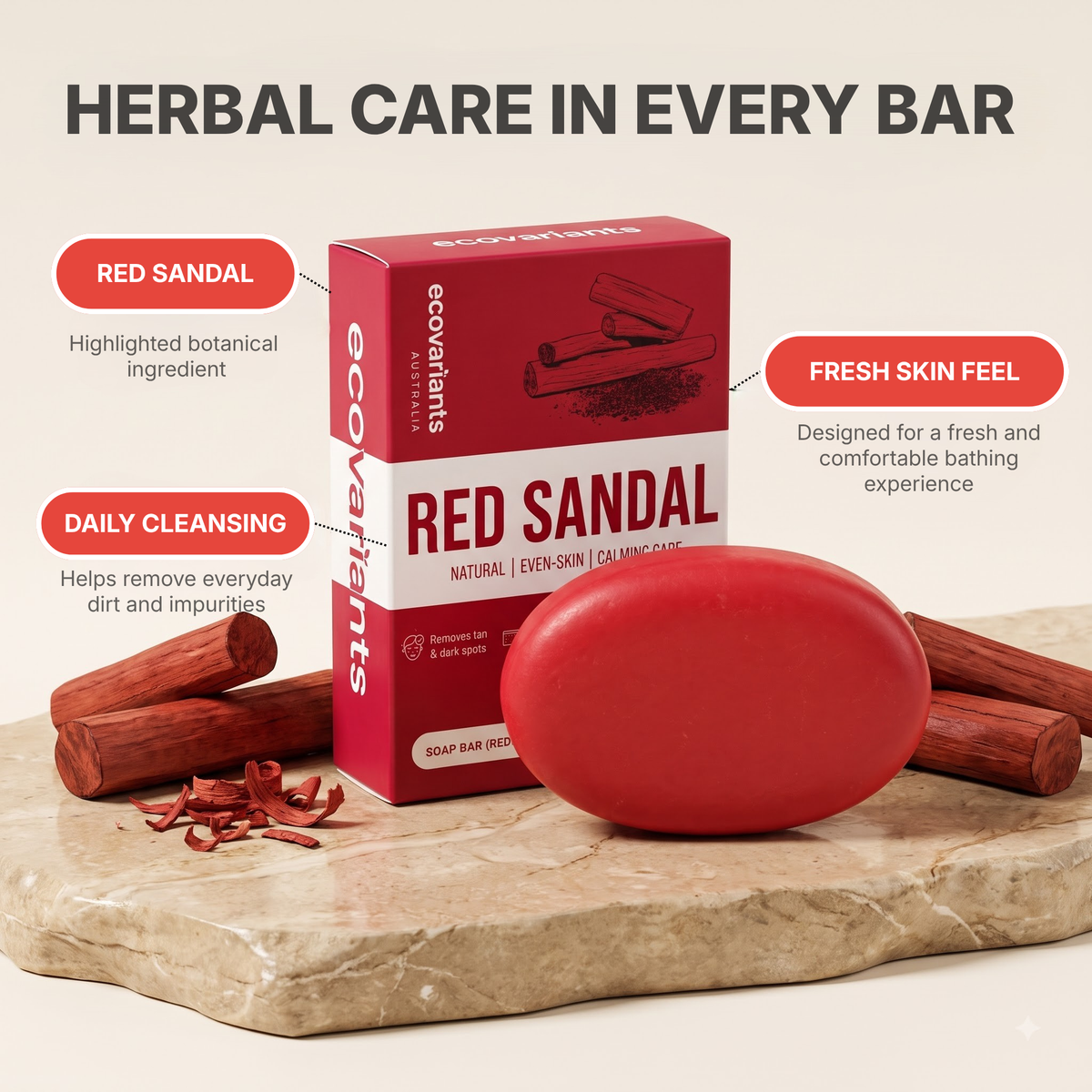 Ecovariants Red Sandal Herbal Soap