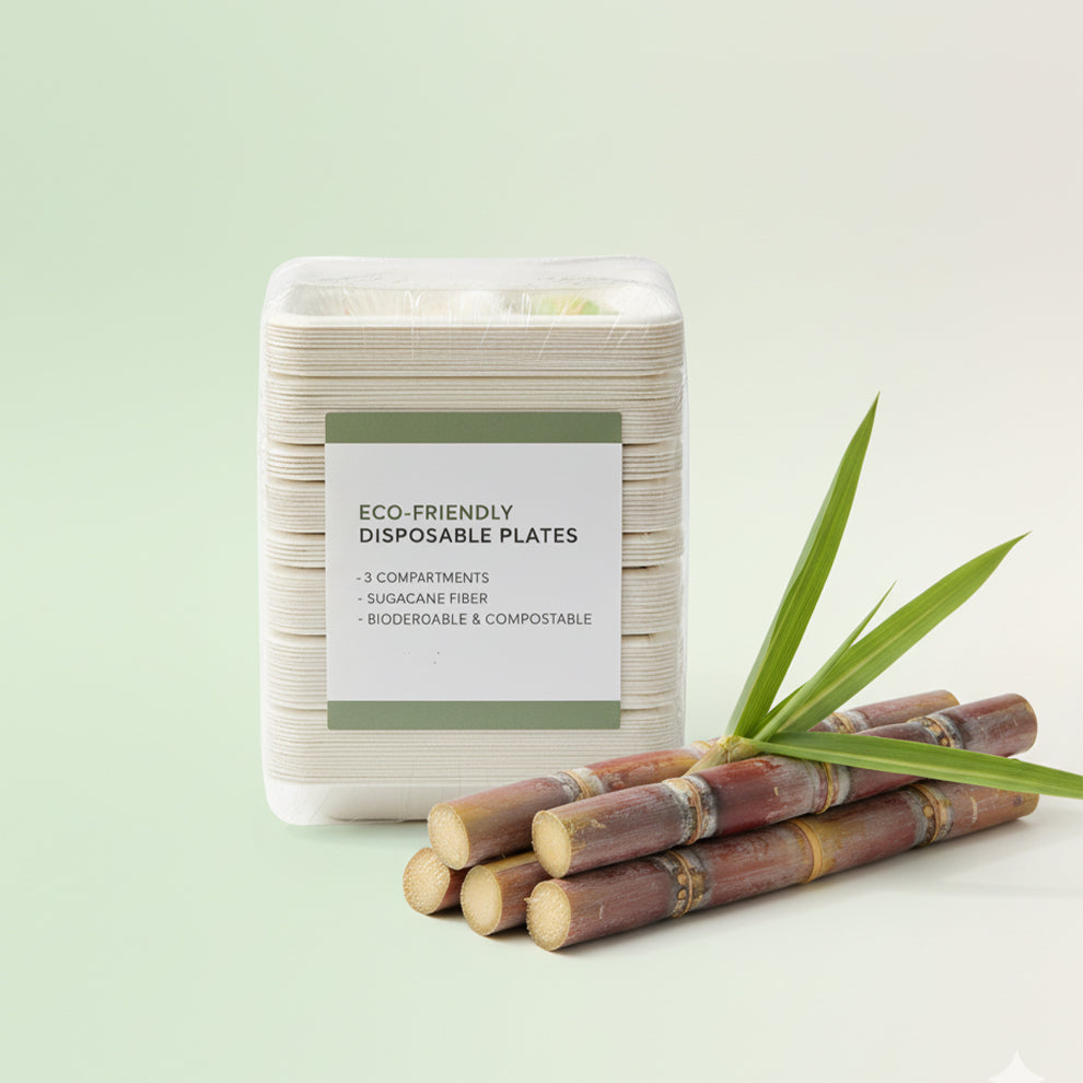 3 Compartment Disposable plates